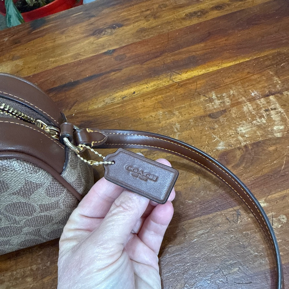 Coach Mini Jamie Signature Crossbody Bag Brown Tan NWT - Picture 7 of 8